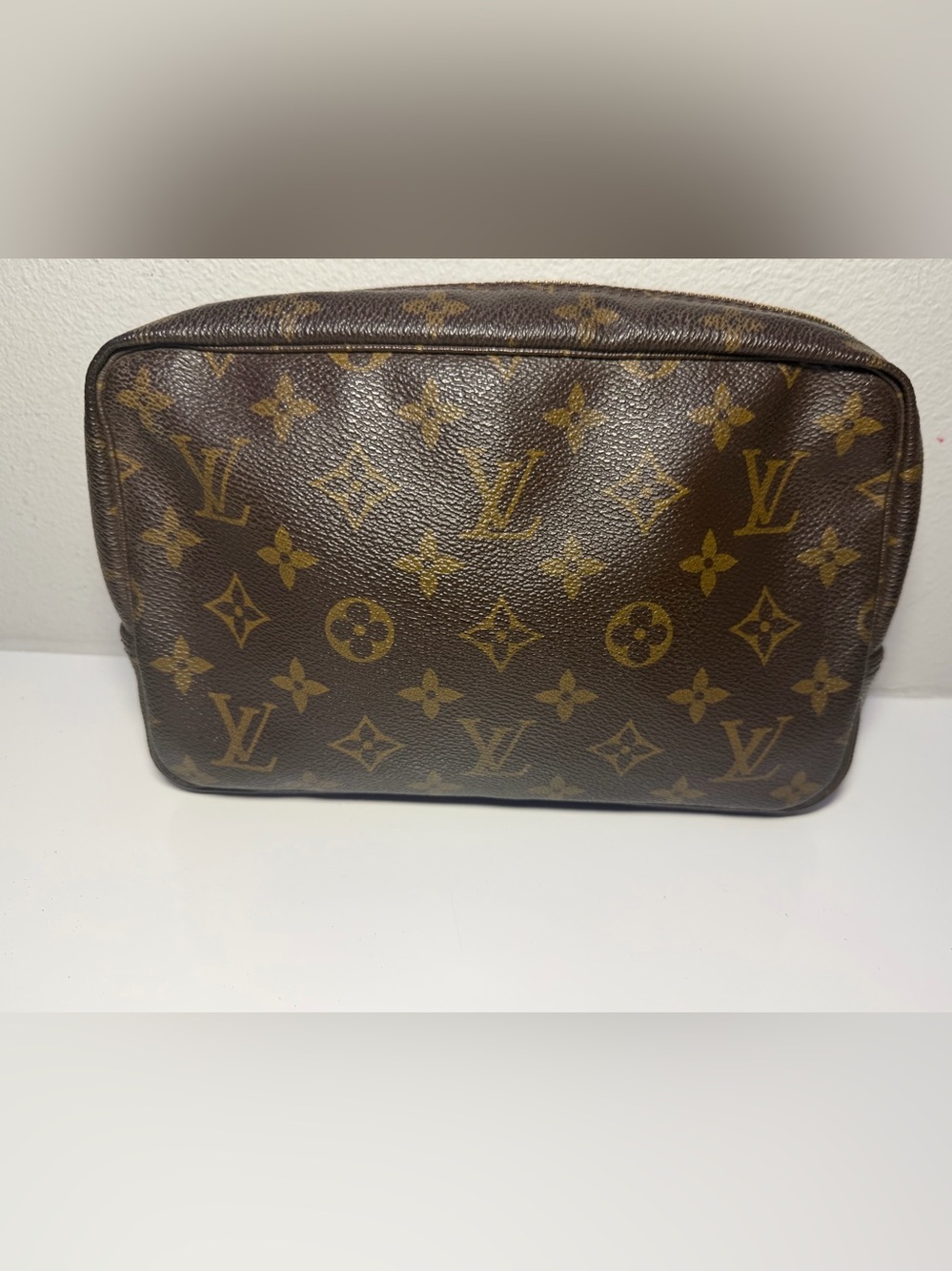 Louis Vuitton Monogram Canvas Brown Tan Travel Pouch